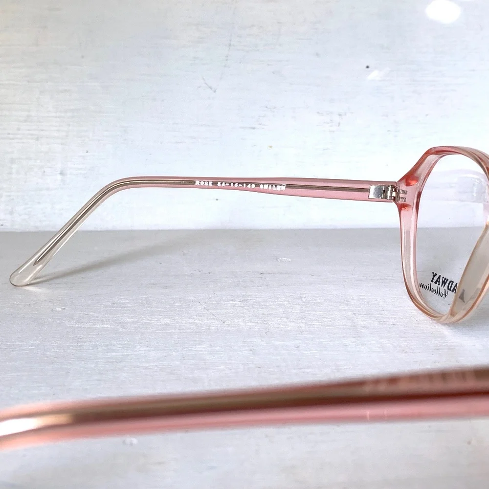 Vintage 70's Hexagon Cat Eye Glasses Pale Pink Fade Ombré Frames Eyeglasses